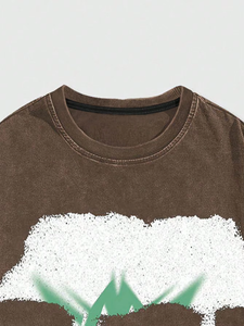 T-shirt à manches courtes pour homme, coupe classique, tricoté, délavé à l'acide, déchiré et vieilli, style hip-hop, personnalisé - Product Image 4