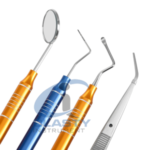 Ensemble d'instruments chirurgicaux dentaires à poignée moletée manuelle, bleu, orange, argent, outils de classe I pour les soins bucco-dentaires - Product Image 5