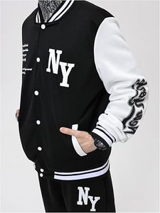 Stylish Streetwear Letterman <b>Jacket</b> – Oversized Varsity Bomber with Soft Fabric, Ribbed Cuffs Casual Urban Fashion for <b>Men</b> and - Product Image 3