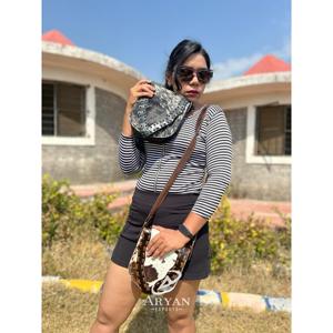 Nouveau Style occidental cheveux sur cacher fourrure cuir sacs à bandoulière haute qualité à la mode véritable fourrure de vachette cuir fronde côté sac à main - Product Image 1