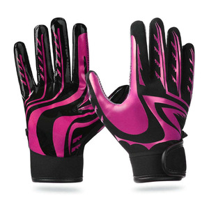 Guantes de Fútbol Americano Personalizados MARGINAL SPORTS MS-AMF-142 Rosa y Negro con Agarre Adhesivo, Transpirables, Ajustables para Receptor - Product Image 1