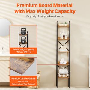 5 Tier Metal Bookshelf Industrial Vintage Bookcase with Open <b>Shelves</b> <b>Rustic</b> Narrow Storage Freestanding Display Bookcase - Product Image 5