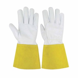 Gants de soudage TIG en cuir de buffle et croûte de vache, protection industrielle des mains, ignifuges, pour la lutte contre les incendies et le barbecue - Product Image 1
