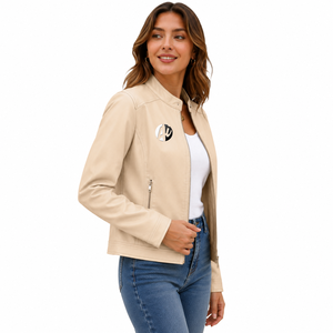 modern <b>woman</b> leather <b>jacket</b> with elegant finish <b>lightweight</b> comfort and versatile styling for casual office and evening outfits - Product Image 2