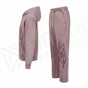 <b>Men's</b> Tracksuits Design Acid Wash Printing Fleece Made <b>Pullover</b> Hoodie Sweatpants Sets Adults Casual Street Style - Product Image 3