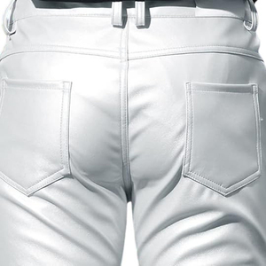 Fashion Men's Leather Pants Casual Trousers <b>Slim</b> Fit PU Leather Bottoms Comfortable Waist Durable Construction for Streetwear - Product Image 6
