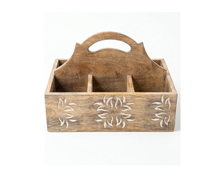 Boîte de rangement élégante en bois avec poignées en fer pour la décoration moderne de la salle à manger - Product Image 6