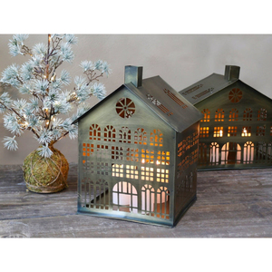 Elegante Farol de Metal Blanco para Velas, Decoración del Hogar, Acabado Vintage, Portavelas Decorativo para Exhibición en Mesa de Navidad - Product Image 5