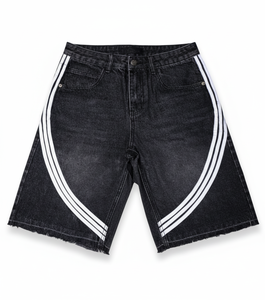 Shorts de mezclilla vintage para hombre y mujer, al por mayor, OEM, personalizados, estilo hip hop, ecológicos, resistentes a la decoloración, lavados con piedras. - Product Image 3