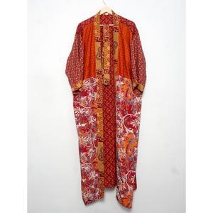 Luxury Silk Kimono Robe Loungewear Gift Boho Festival Wear Daily Wear Sexy Handmade Vintage Sari 3/4 Sleeve Beach Coverup - Product Image 3