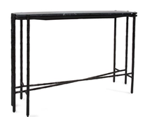 Table console en verre noir avec base en métal, longue table d'entrée, table de canapé, mobilier moderne de luxe contemporain pour salon