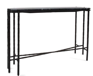 <b>Black</b> Glass <b>Console</b> Table Metal Base Long Entryway Sofa Table Modern Luxury Contemporary Living Room Furniture - Product Image 2
