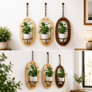 Étagère murale décorative en bois pour plantes suspendues, pour salon, chambre, balcon et bureau, décoration murale minimaliste moderne pour l'affichage des plantes - Product Image 2
