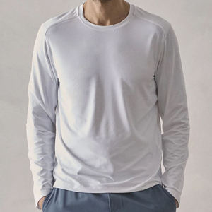 T-shirt de performance à manches longues pour homme, col rond, haut d'entraînement athlétique, tissu respirant anti-humidité, vêtements de sport pour la gym, multi-usages - Product Image 3