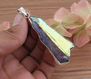 Collier en argent sterling 925 plaqué platine vintage avec zircon druzy jaune naturel, pierre précieuse de guérison, vente en gros - Product Image 5