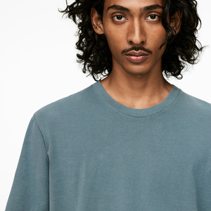 Camiseta de Hombre Lisa de Alta Calidad, Algodón Duradero de Peso Medio, Cuello Redondo Acanalado, Ajuste Holgado, Absorbe la Humedad, Hombro Caído, Estilo Urbano - Product Image 5