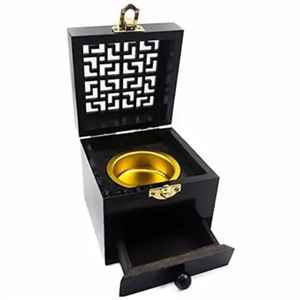 Quemador de Incienso de Madera Hecho a Mano, Caja para Conos de Incienso Árabe Bakhoor con Tapa, Decoración para el Hogar Islámico - Product Image 6