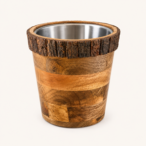 Seau à glace moderne en bois avec cerceaux en laiton, style vintage, refroidisseur à vin isolé et seau à glace en bois pour bar à domicile, prix bas pour les grossistes - Product Image 5