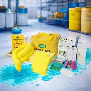 Kit Completo de Respuesta a Derrames Químicos de 45 Litros, Almohadillas Absorbentes Amarillas para Materiales Peligrosos, Calcetines para Fugas de Ácidos y Álcalis, Control de Seguridad en Emergencias - Product Image 3