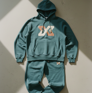 Custom Front Logo Heavyweight Polyester/Cotton Sweatpants Hoodie Tracksuit French Terry Regular <b>Fit</b> Jogger Sets Men's Sweat Suit - Product Image 1