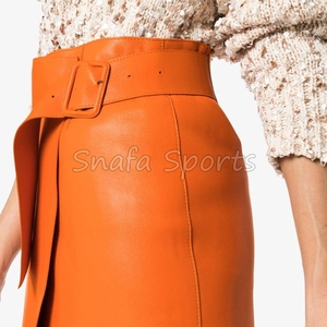New Plus Size European Style High Waist <b>Split</b> Pencil Genuine Sheepskin Lambskin Leather <b>Skirt</b> - Product Image 4