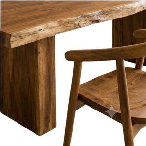 ARTERRA Luxury <b>Modern</b> Live Edge Teak <b>Dining</b> <b>Table</b> Set with Curved Back Teak Chair Natural Teak Finish Resort Space - Product Image 5
