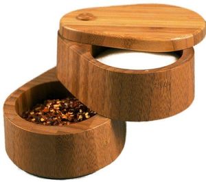 Double Tier Eco-Friendly <b>Wood</b> Salt Cellar & Seasoning <b>Box</b> with Magnetic Swivel Lid Dishwasher Safe for Salt Pepper Herbs/Spices - Product Image 5
