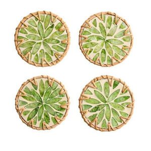 Rattan Mother Of Pearl Coaster 300 mm Bohemian Mats Set of 8 Decorative <b>Placemats</b> for Tea Cups and Mugs - Product Image 4