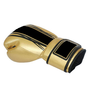 Gants de boxe en PU dorés avec bandes noires, fermeture Velcro, respirants, pour adultes - Product Image 4