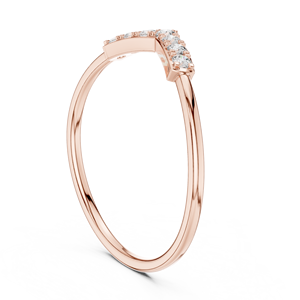 Bague de mariage en or rose incurvée avec diamant de laboratoire pour femme, empilable, en forme de V, cadeau d'anniversaire - Product Image 2