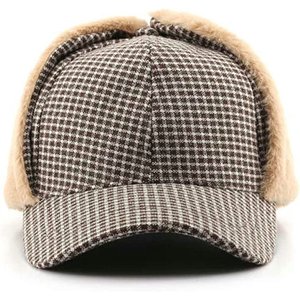 Gorra de béisbol con orejeras de forro polar, gorro de invierno unisex, informal, rojo y blanco - Product Image 4