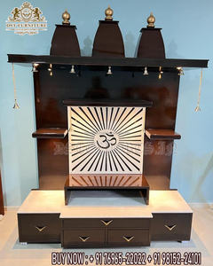 Fabricant de temples en bois de teck au design moderne et aspect marbre, dernières ventes de Pooja Mandir, achat de temples sculptés en bois pour la maison au Royaume-Uni - Product Image 3