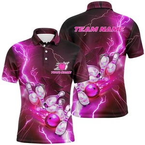 Custom Quick Dry Breathable Anti-Wrinkle 100% Polyester Short Sleeve <b>Bowling</b> Team for Shirt Sublimated Design Printed for Men - Product Image 6