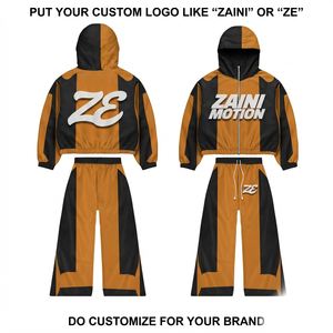 ZAINI ZI-287 Men's Winter Windbreaker Suit Hooded Collar Polyester/Nylon 300g Fabric Black Gold Panel Design Heat-Transfer - Product Image 1