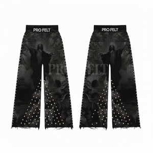 กางเกงจ็อกเกอร์ผ้าแคนวาสแฟชั่นสตรีทแวร์ลำลอง ดีไซน์พิมพ์ลายตามสั่ง ตกแต่งด้วยหมุด  ผลิตตามสั่งแบบ OEM ODM - Product Image 6