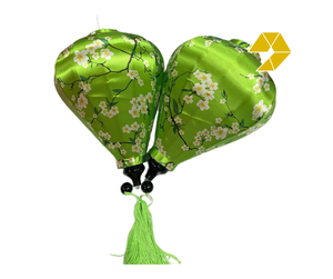 Linterna de Seda Vietnamita al por Mayor, Linterna Redonda de Seda Verde Lima con Diseño Floral de Grulla, Lámpara Decorativa Colgante Impermeable 2026 - Product Image 1