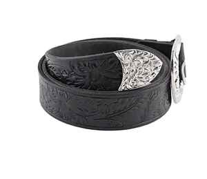 Cinturón de Cuero Genuino de Lujo con Hebilla de Diamantes de Imitación, Diseño Ligero de Dos Tonos Tejido para Hombre - Product Image 3