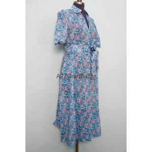 Nuevo Vestido Midi de Punto de Algodón con Estampado Floral Bohemio Indio, Cuello en V, Manga Corta, para Mujer, Verano, Playa, Oficina, Casual - Product Image 5