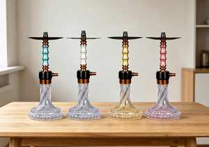 Transparent Glass <b>Hookah</b> Modern Shisha <b>Pipe</b> Glitter Stem Clear Base Metal Accessories for Lounge Bar - Product Image 6