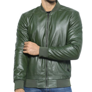 Customizable Men's Genuine Leather Canvas High Street Waterproof Bomber <b>Jacket</b> Front Logo Vintage <b>Casual</b> Winter OEM - Product Image 1