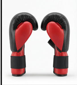 Gants de boxe à motif fibre de carbone, à pouce ouvert, rouge et noir, pour entraînement sur sac de frappe, équipement de frappe - Product Image 3