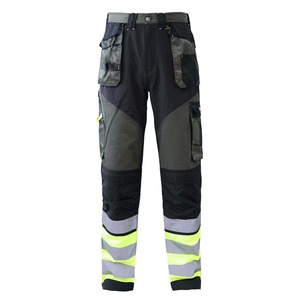 Pantalon de travail pour homme durable et réfléchissant avec taille élastique, en toile respirante et infroissable - Product Image 5