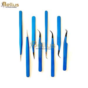 Bleu 45 °   Pince à épiler pour extensions de cils à pointe en fibre, outil professionnel pour cils, prise ferme, antidérapante, en acier inoxydable - Product Image 1