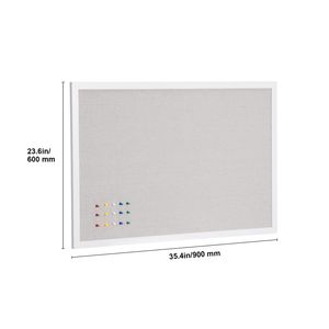 Elegante Bacheca in Sughero Bianco 36"x24" con Superficie in Lino, Funzionale e Stilosa, da Parete per Casa, Scuola o Ufficio - Product Image 6