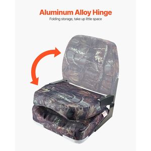 Sedile Pieghevole per Barca da Pesca con Schienale Basso, Cuscino in Spugna Ispessita, Tessuto in Poliestere PU con Robusto Telaio in PP, Conveniente - Product Image 5