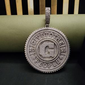 Colgante Hip Hop Completamente Cubierto de Diamantes, Chapado en Platino, Diamantes Cultivados en Laboratorio, Acero Inoxidable, DOPE JEWELLS DHP-0015 100GM, Moderno, Unisex - Product Image 1