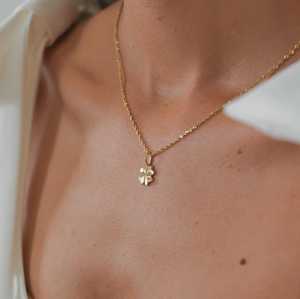 14K <b>Solid</b> Gold Four Leaf Clover Charm Pendant Minimalist Dainty Lucky Charm for Necklace or <b>Bracelet</b> Fine Gold Jewelry Wholesale - Product Image 4