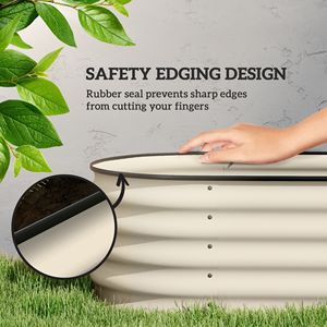 Kit Fioriera Rialzata Zincata 6.4 x 2 x 1.4, Contenitore in Metallo Color Crema con Bordo di Sicurezza per Fiori e Piante - Product Image 6