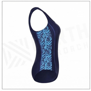 Traje de Baño de Una Pieza Azul Marino para Mujer, Espalda Descubierta, Color Sólido, Franja Lateral en Contraste, Secado Rápido - Product Image 3