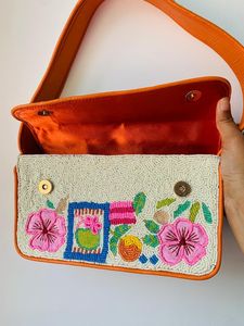 Bolso Rectangular Lavable Hecho a Mano ALI FASHION ART con Bordado de Poliéster, Cuentas de Vidrio, Patrón de Dados y Cartas para Uso Diario - Product Image 4